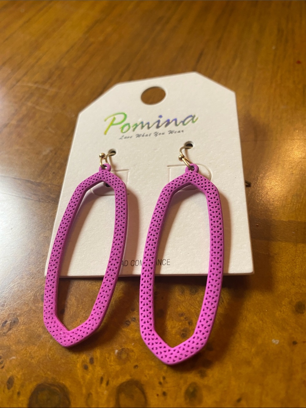 Pomina Pink Textured Open Oval Drop Earrings